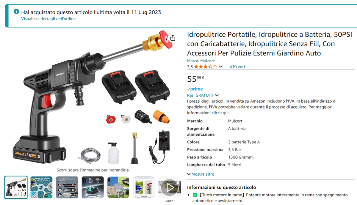 idropulitrice portatile amazon